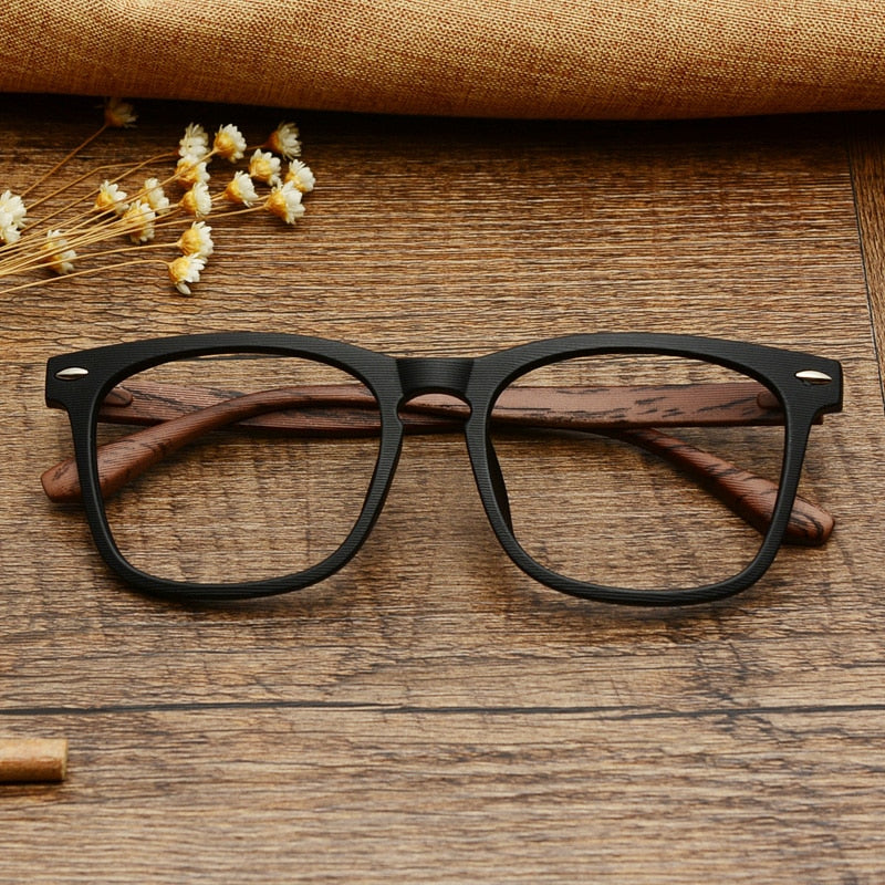 Yimaruili Unisex Full Rim Imitation Wood Resin Frame Eyeglasses 98028 Full Rim Yimaruili Eyeglasses   