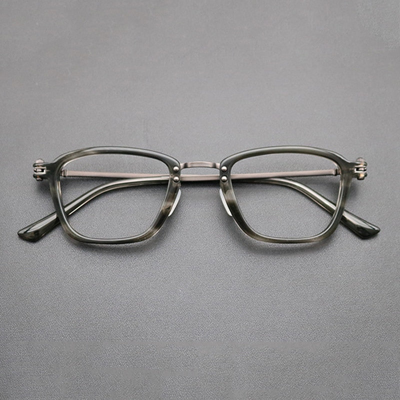 Gatenac Unisex Full Rim Square Titanium Acetate Frame Eyeglasses Gxyj694 Full Rim Gatenac Gray Tortoise