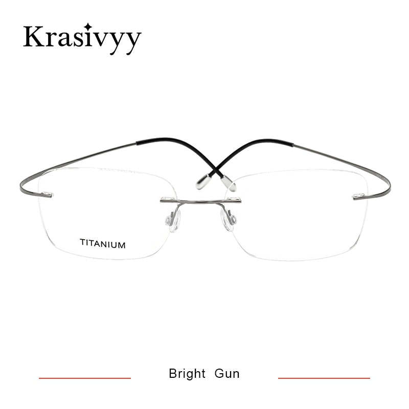 Krasivyy Unisex Rimless Square Screwless Titanium Eyeglasses Kr16016 Rimless Krasivyy Bright Gun