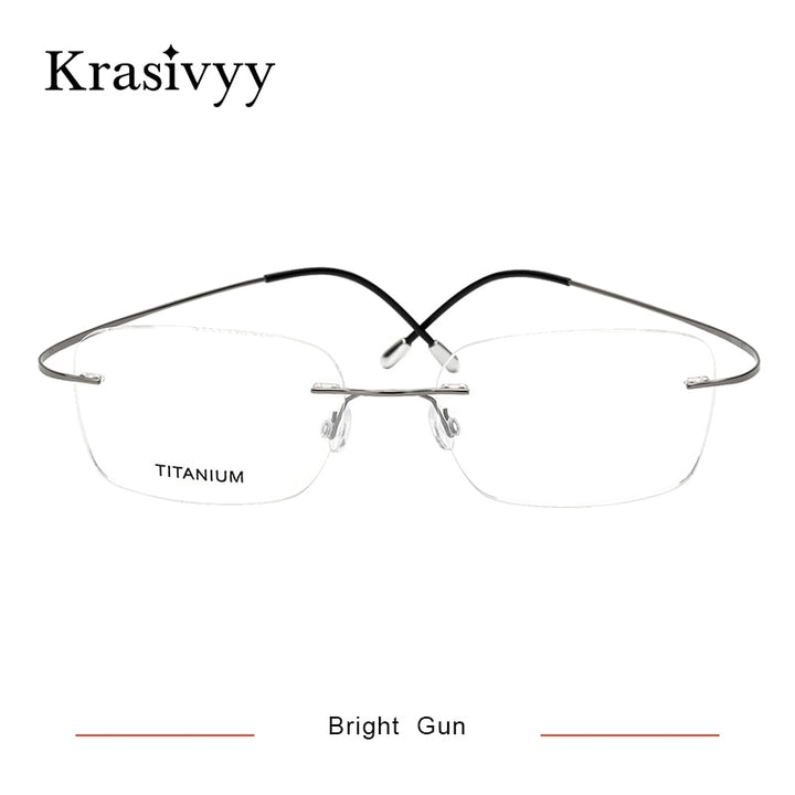Krasivyy Unisex Rimless Square Screwless Titanium Eyeglasses Kr16016 Rimless Krasivyy Bright Gun