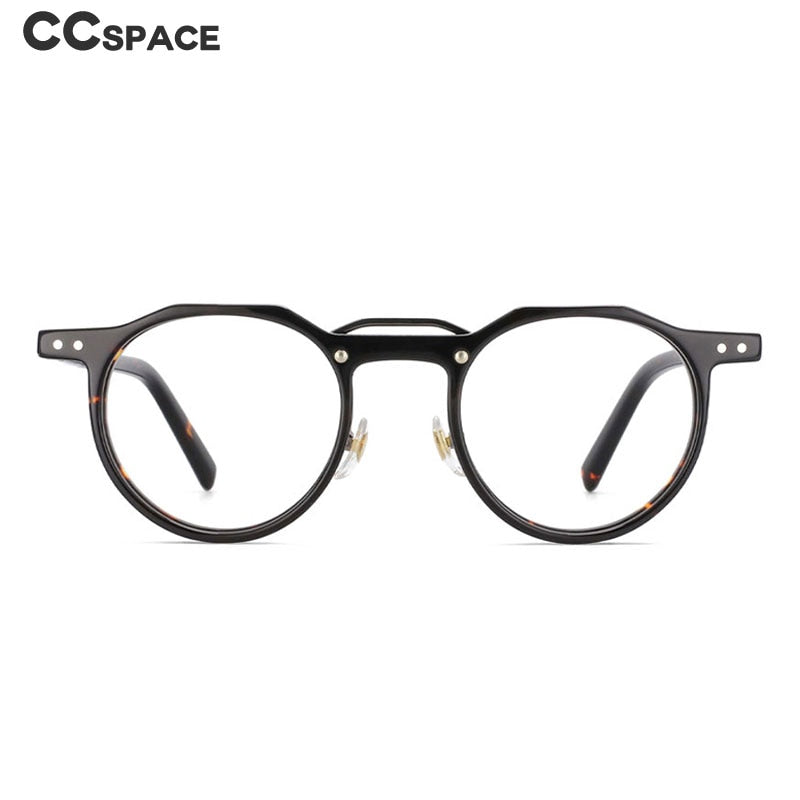 CCSpace Women's Full Rim Round Double Bridge Acetate Alloy Frame Eyeglasses 53894 Full Rim CCspace
