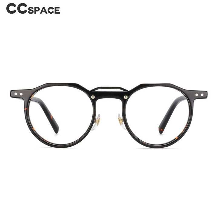 CCSpace Women's Full Rim Round Double Bridge Acetate Alloy Frame Eyeglasses 53894 Full Rim CCspace