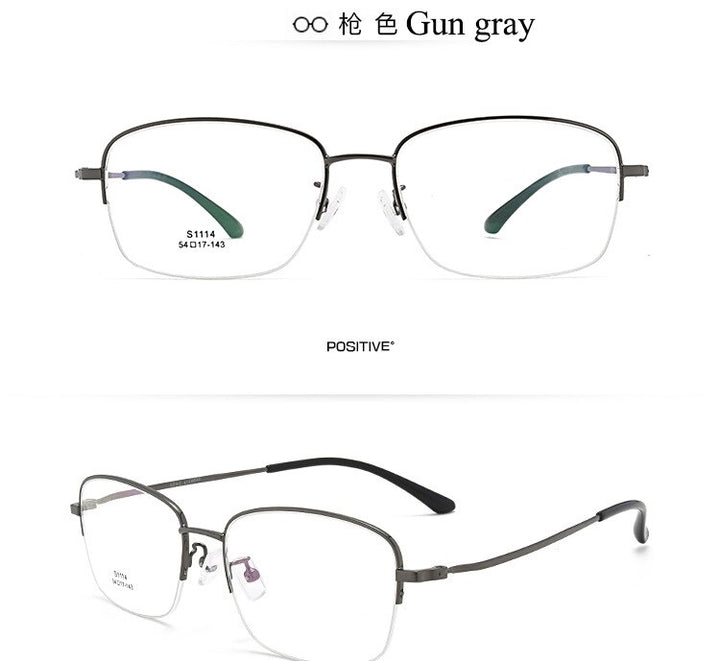 Men's Semi Rim IP Electroplated Titanium Alloy Frame Eyeglasses Zt1114 Semi Rim Bclear
