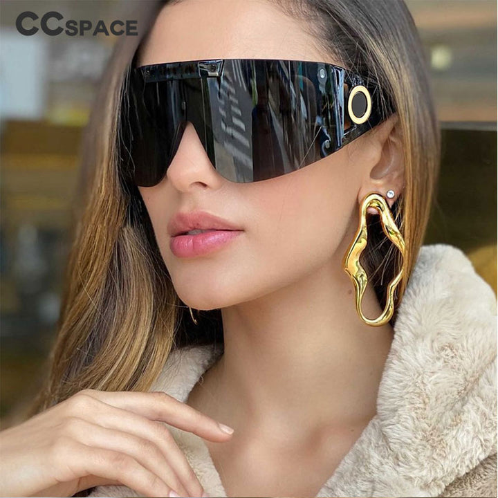 CCspace Unisex Full Rim Oversized Square One Lens Resin Frame Sunglasses 46626 Sunglasses CCspace Sunglasses