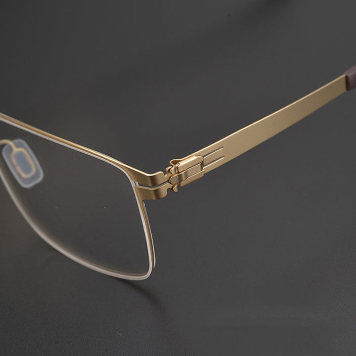 Gatenac Unisex Full Rim Square Titanium Alloy Screwless Frame Eyeglasses Gxyj655 Full Rim Gatenac