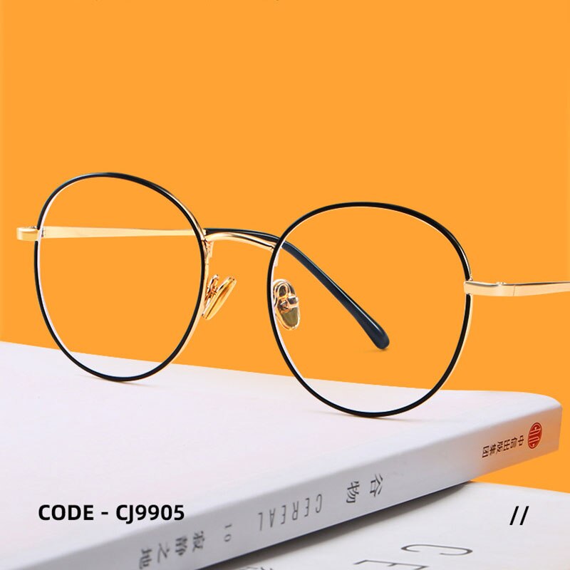 Handoer Unisex Full Rim Round Square Alloy Eyeglasses 9905 Full Rim Handoer