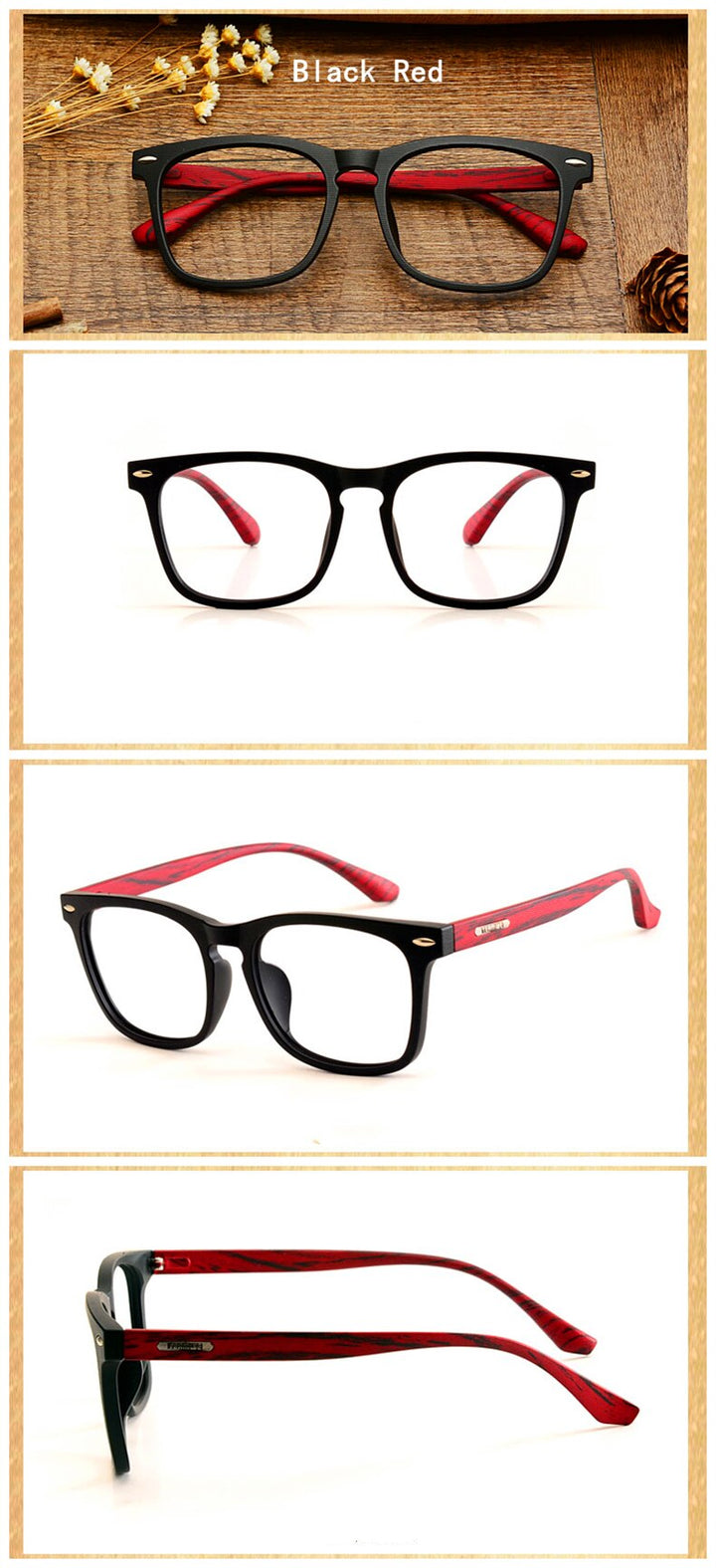 Yimaruili Unisex Full Rim Imitation Wood Resin Frame Eyeglasses 98028 Full Rim Yimaruili Eyeglasses