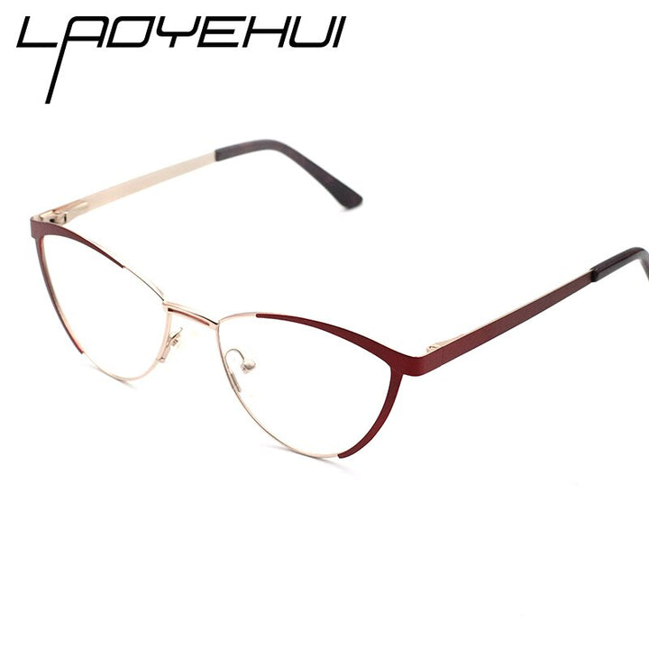 Laoyehui Women's Eyeglasses Cat Eye Alloy Frame 5821 Full Rim Laoyehui Red