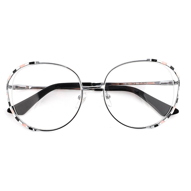 Laoyehui Women's Eyeglasses Alloy Frame Oversize Round 18032 Full Rim Laoyehui C2