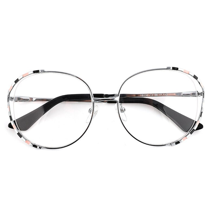 Laoyehui Women's Eyeglasses Alloy Frame Oversize Round 18032 Full Rim Laoyehui C2