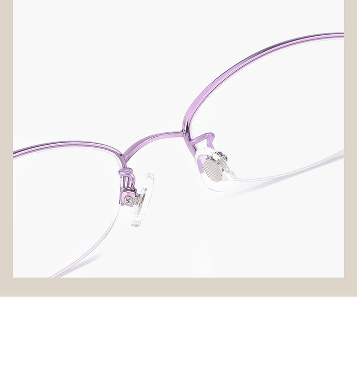 Yimaruili Women's Semi Rim Titanium Frame Eyeglasses T9276 Semi Rim Yimaruili Eyeglasses