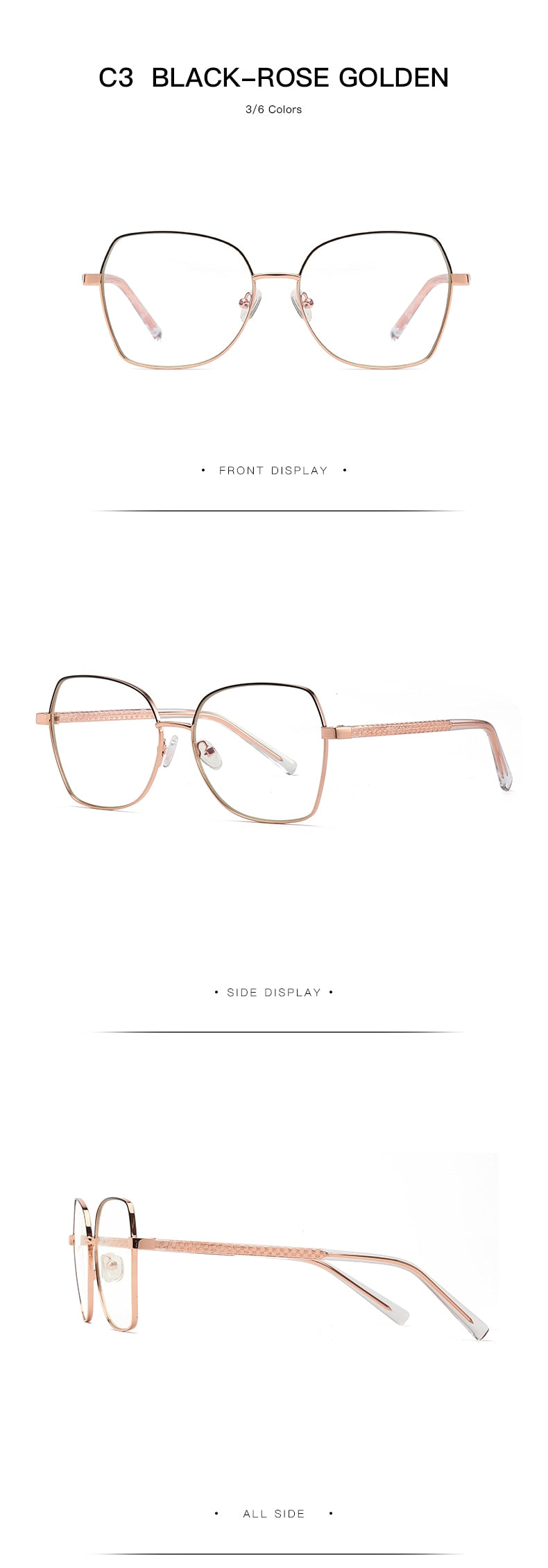 Hotochki Women's Full Rim Polygon TR-90 Resin Alloy Frame Eyeglasses 3004 Full Rim Hotochki