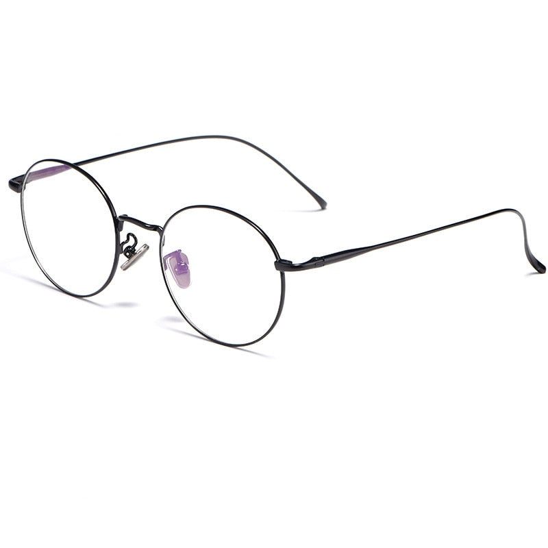Yimaruili Unisex Full Rim Round Titanium Frame Eyeglasses 3216 Full Rim Yimaruili Eyeglasses Black