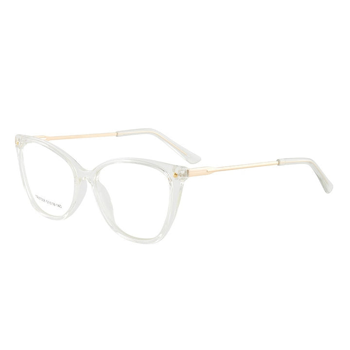 Hotony Woman's Full Rim Cat Eye TR 90 Resin Alloy Frame Eyeglasses 7008 Full Rim Hotony Transparent