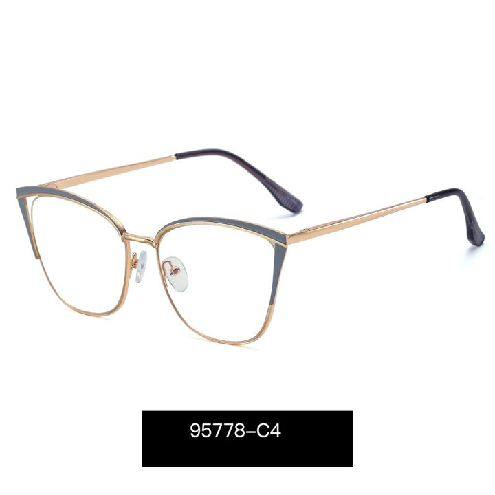 Hotony Women's Full Rim Cat Eye TR 90 Resin Alloy Frame Eyeglasses 95778 Full Rim Hotony C4
