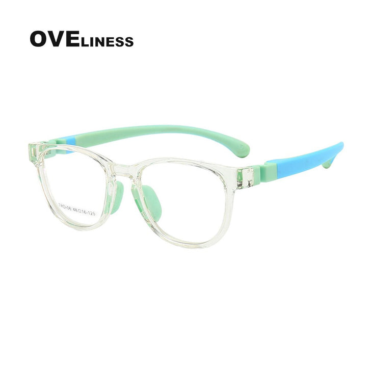 Oveliness Unisex Children's Full Rim Square Round Tr 90 Titanium Eyeglasses Olp06 Full Rim Oveliness C10