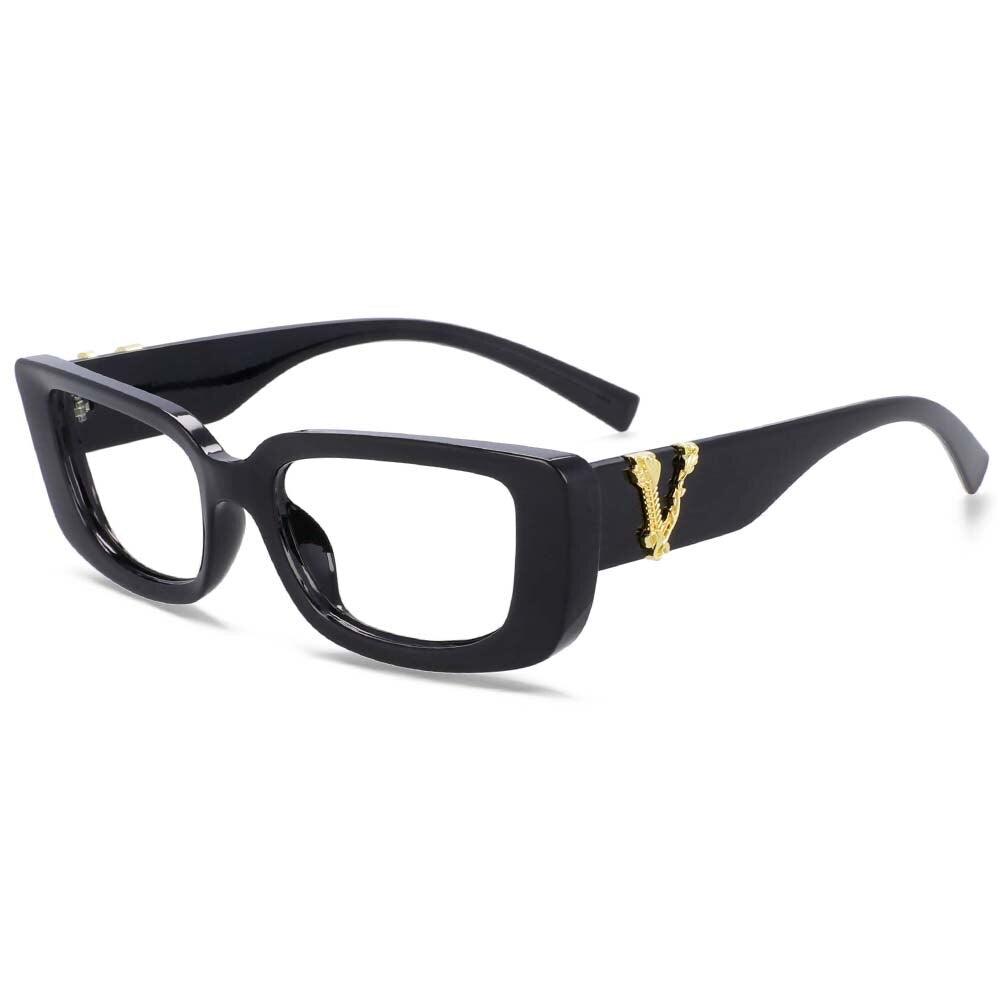 CCspace Unisex Full Rim Rectangle Cat Eye Resin Frame Eyeglasses 54034 Full Rim CCspace C1Black