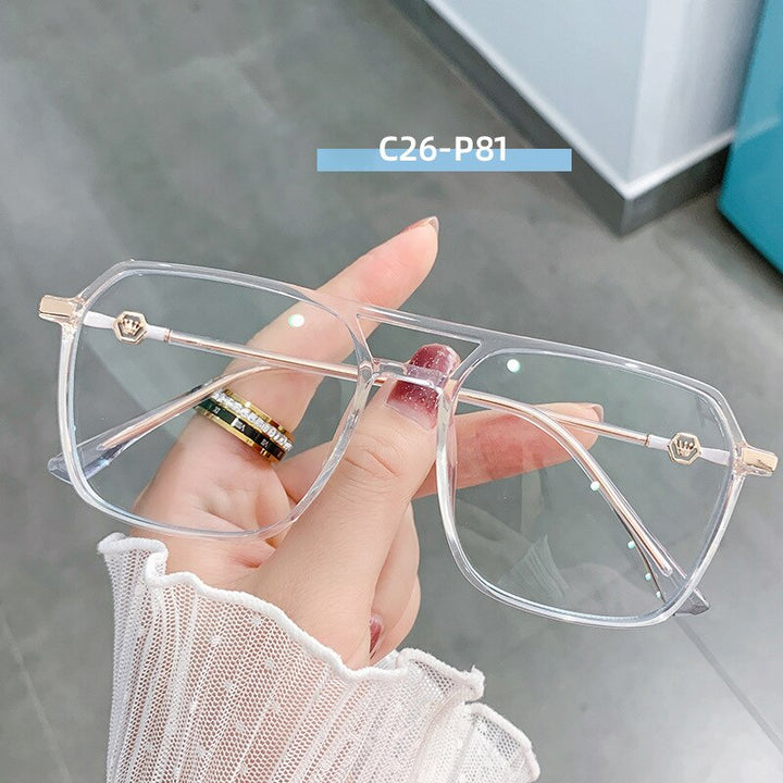 Hotony Women's Full Rim TR 90 Resin Square Double Bridge Frame Eyeglasses Lk309 Full Rim Hotony C26-P81