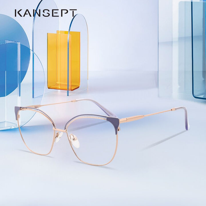 Kansept Women's Full Rim Cat Eye Stainless Steel Frame Eyeglasses Mg3532 Full Rim Kansept