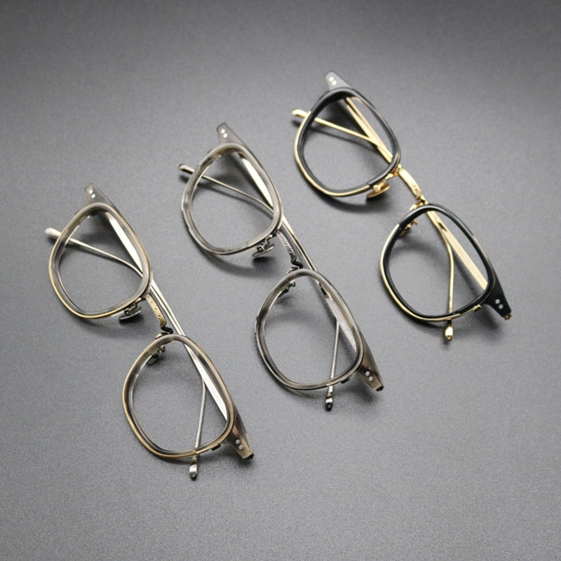 Gatenac Unisex Full Rim Square Titanium Acetate Frame Eyeglasses Gxyj473 Full Rim Gatenac