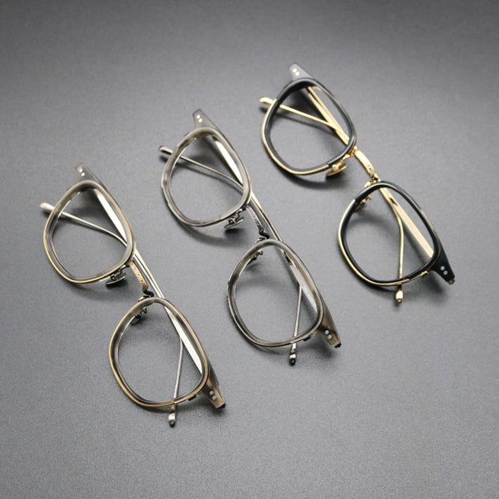 Gatenac Unisex Full Rim Square Titanium Acetate Frame Eyeglasses Gxyj473 Full Rim Gatenac