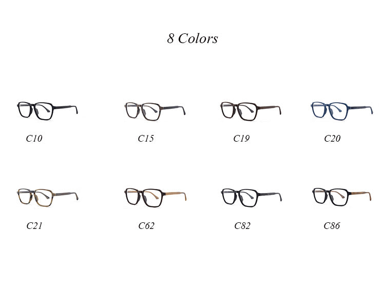 Hdcrafter Men's Full Rim Oversized Polygonal Square Wood Frame Eyeglasses 1694 Full Rim Hdcrafter Eyeglasses