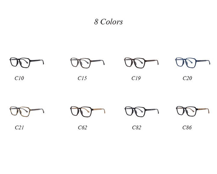 Hdcrafter Men's Full Rim Oversized Polygonal Square Wood Frame Eyeglasses 1694 Full Rim Hdcrafter Eyeglasses