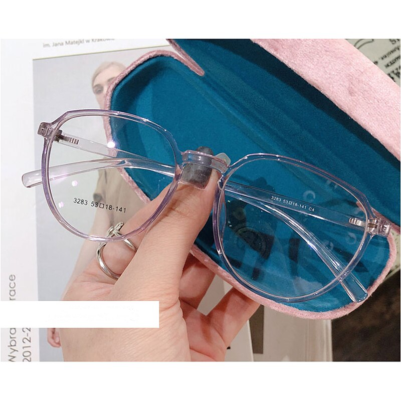 Yimaruili Women's Full Rim Resin Round Frame Eyeglasses 3283 Full Rim Yimaruili Eyeglasses Transparent Purple