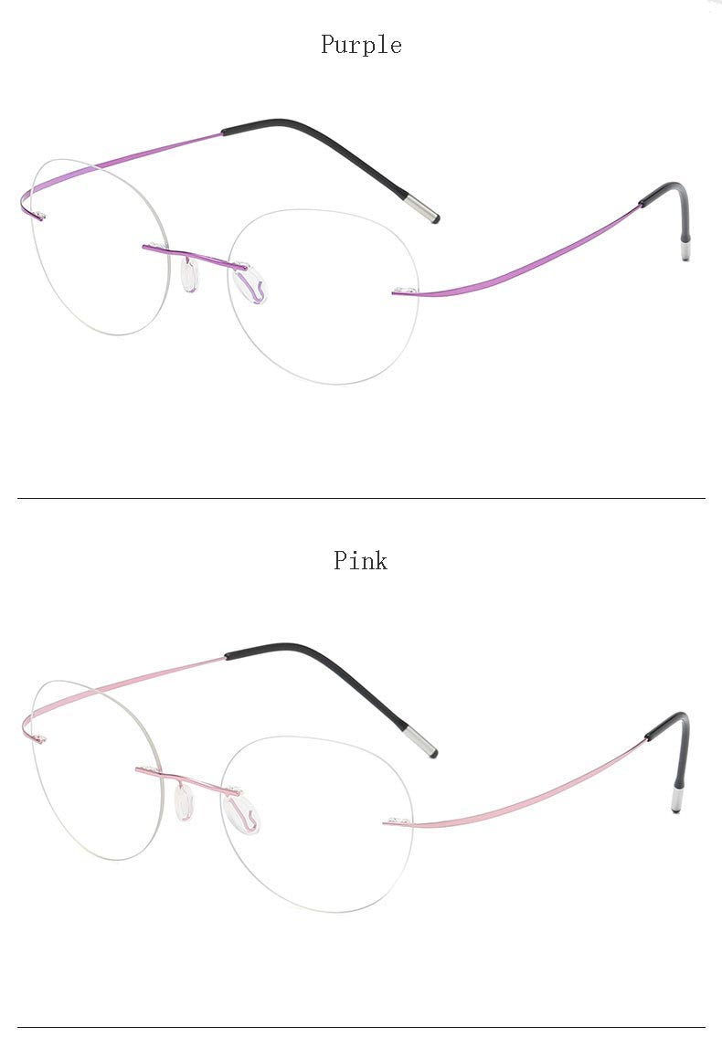 Hdcrafter Unisex Rimless Polygon Round Titanium Frame Eyeglasses 6001-6002 Rimless Hdcrafter Eyeglasses