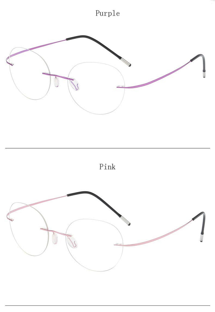 Hdcrafter Unisex Rimless Polygon Round Titanium Frame Eyeglasses 6001-6002 Rimless Hdcrafter Eyeglasses