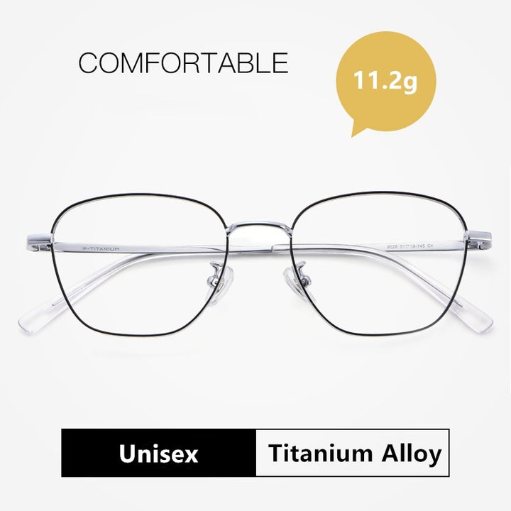 Yimaruili Unisex Full Rim Polygonal Titanium Frame Eyeglasses 9026JY Full Rim Yimaruili Eyeglasses