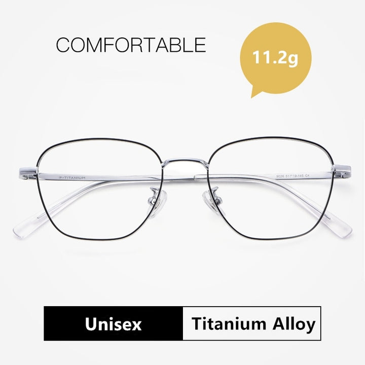 Yimaruili Unisex Full Rim Polygonal Titanium Frame Eyeglasses 9026JY Full Rim Yimaruili Eyeglasses   