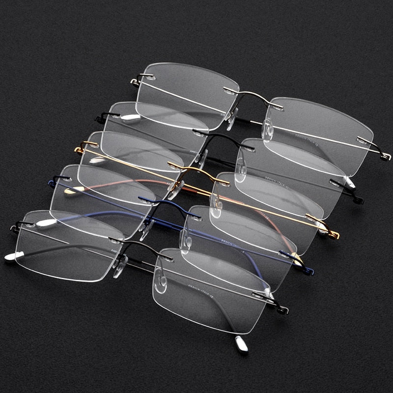 Hdcrafter Women's Rimless Rectangle Titanium Frame Eyeglasses P8361 Rimless Hdcrafter Eyeglasses