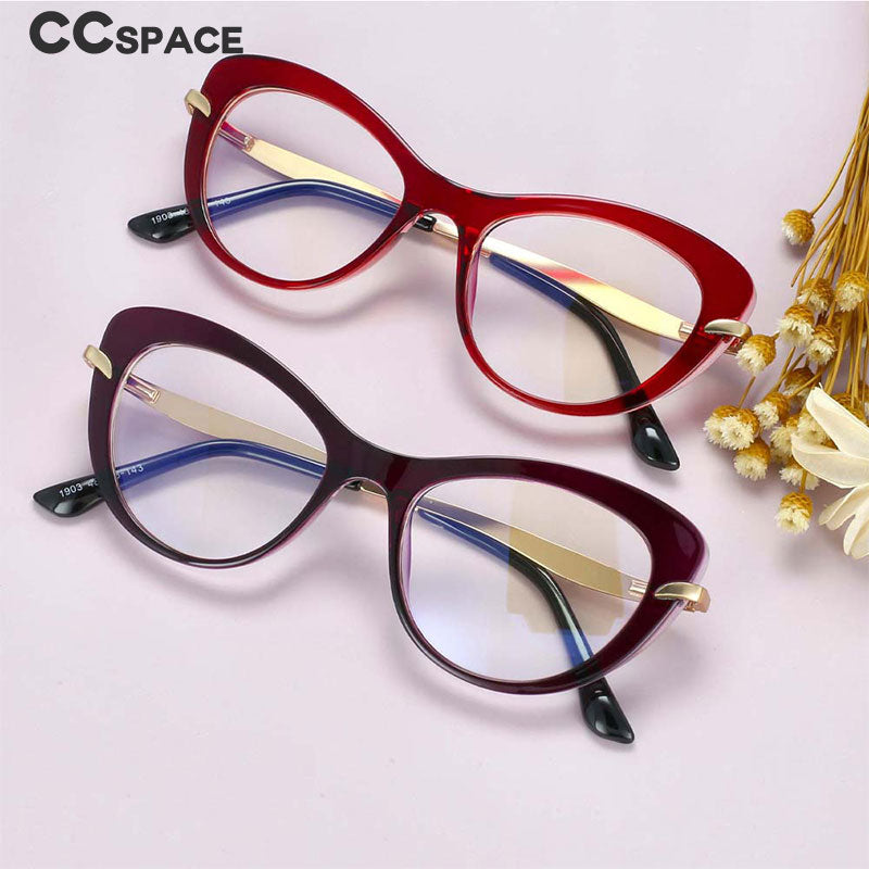 CCspace Women's Full Rim Cat Eye Tr 90 Titanium Frame Eyeglasses 54024 Full Rim CCspace