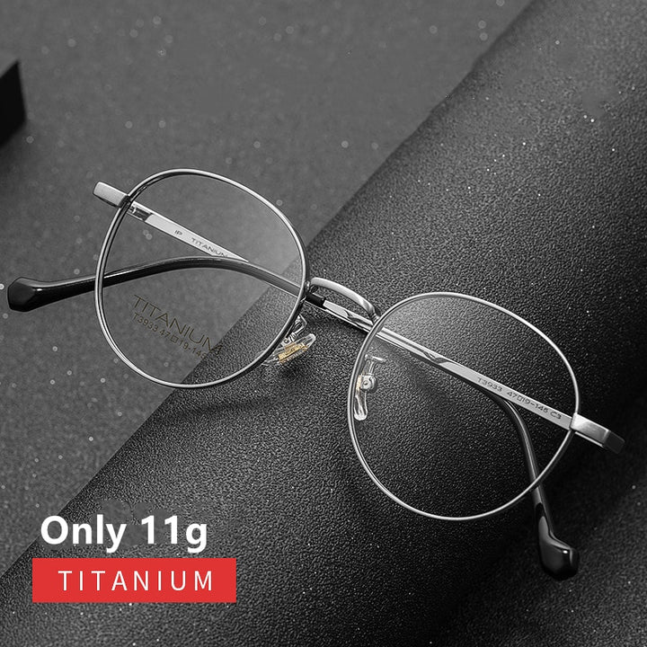 Yimaruili Men's Full Rim Round β Titanium Frame Eyeglasses T3933 Full Rim Yimaruili Eyeglasses