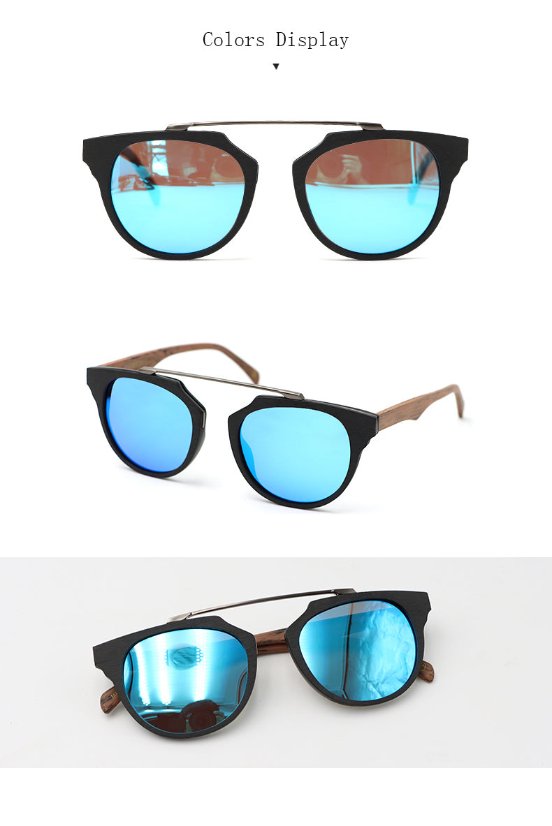 Hdcrafter Unisex Full Rim Cat Eye Wooden Acetate Frame Polarized Sunglasses Ps7177 Sunglasses HdCrafter Sunglasses