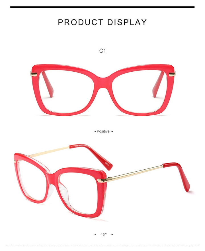 Hotony Women's Full Rim Cat Eye Acetate Frame Eyeglasses 97331 Full Rim Hotony