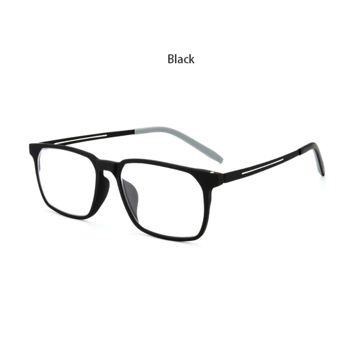 Hdcrafter Men's Full Rim Square Tr 90 Titanium Frame Eyeglasses 1601 Full Rim Hdcrafter Eyeglasses black