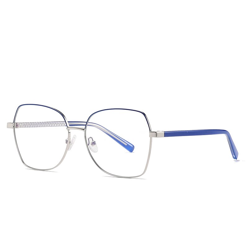 Hotochki Women's Full Rim Polygon TR-90 Resin Alloy Frame Eyeglasses 3004 Full Rim Hotochki Blue