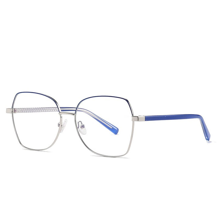 Hotochki Women's Full Rim Polygon TR-90 Resin Alloy Frame Eyeglasses 3004 Full Rim Hotochki Blue