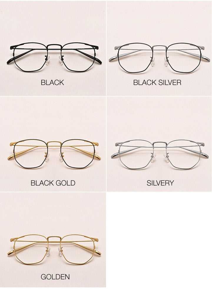 Muzz Full Rim Polygonal Square Titanium Frame Eyeglasses 109011 Full Rim Muzz