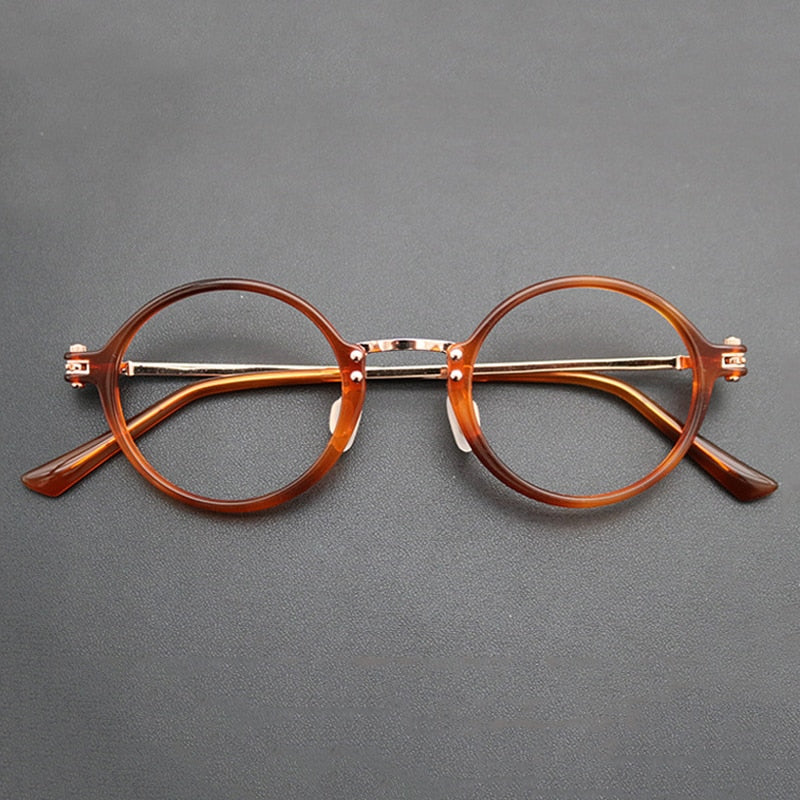 Gatenac Unisex Full Rim Round Titanium Acetate Frame Eyeglasses Gxyj696 Full Rim Gatenac Red