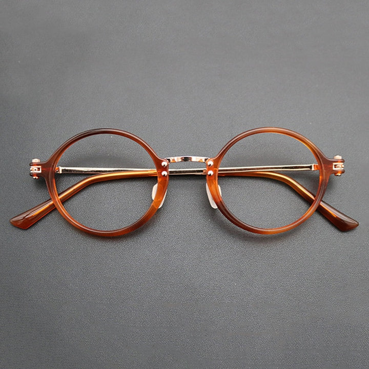 Gatenac Unisex Full Rim Round Titanium Acetate Frame Eyeglasses Gxyj696 Full Rim Gatenac Red