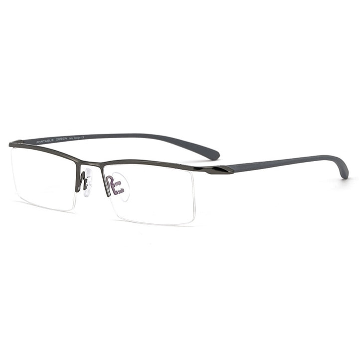 KatKani Men's Semi Rim Titanium Alloy Frame Eyeglasses P8190 Semi Rim KatKani Eyeglasses Gun  