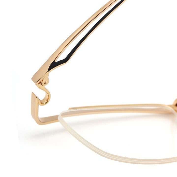 Muzz Men's Semi Rim Square Titanium Frame Eyeglasses T18044 Semi Rim Muzz