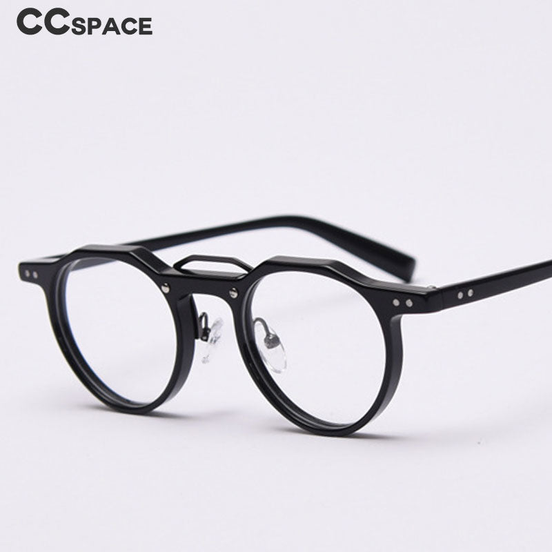 CCspace Unisex Full Rim Round Acetate Double Bridge Eyeglasses 49827 Full Rim CCspace