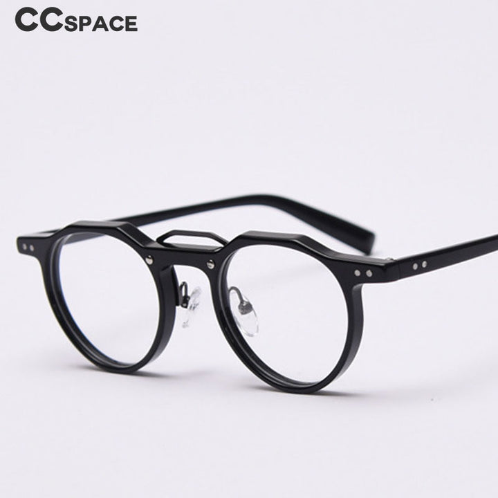 CCspace Unisex Full Rim Round Acetate Double Bridge Eyeglasses 49827 Full Rim CCspace