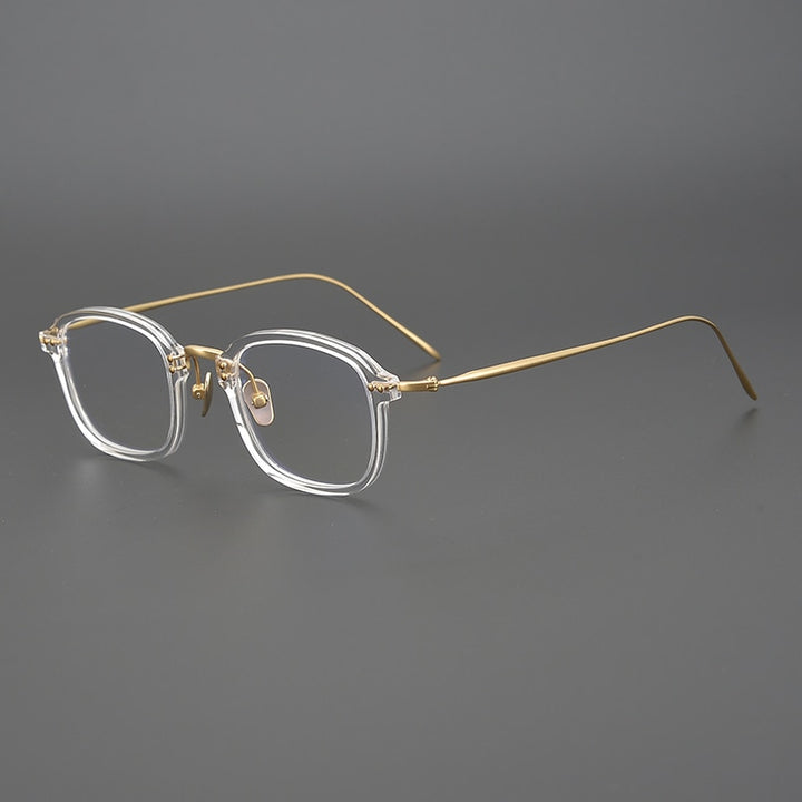 Gatenac Unisex Full Rim Square Acetate Titanium Frame Eyeglasses Gxyj330 Full Rim Gatenac 2