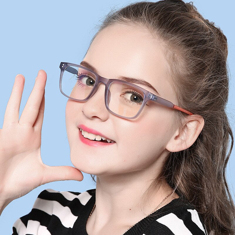 Reven Jate Unisex Children's Full Rim Square Tr 90 Silicone Eyeglasses 5105 Full Rim Reven Jate