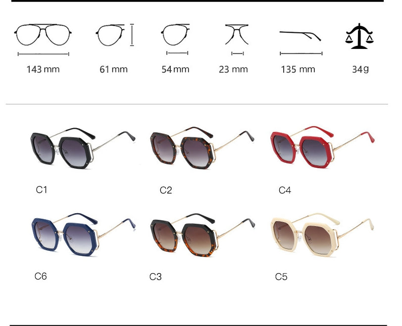 CCspace Women's Full Rim Polygon Square Frame Sunglasses 48154 Sunglasses CCspace Sunglasses